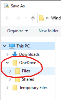 how to save in OneDrive